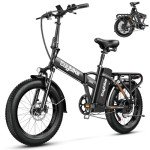 bluebiko 1000W Folding Electric Bike, 48V 20AH Large Removable Battery E Bike, 30+MPH, 80 Miles Max Range, 20" Fat Tire Electric Bike for Adults, Adult Electric Bicycles for Commute Beach Snow