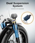 Jasion EB7 ST Electric Bike for Adults with 1200W Motor Peak, 480Wh Removable Battery 28MPH Max Speed & 55 Miles Range (PAS) [20" Fat Tire All-Terrain] Folding Step-Thru Ebike with Front Suspension