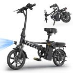 MAXSHOT 14" Electric Bike for Adults with 499.2Wh Removable Battery,28 Miles Range,22Mph Folding Ebike,Electric Bicycles with Front & Rear Suspension for Commuting Outdoor Adventures, Mini E Bikes