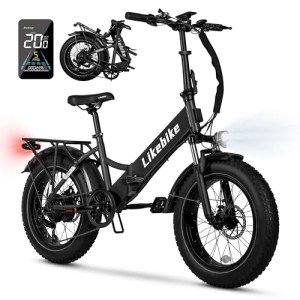 Folding Electric Bike 20" x 4.0 Fat Tire Electric Bicycle,48V Lithium Removable Battery,Peak 720W Folding Ebike for Adult,5 Pedal-Assist Levels& Large LCD Display,Step Through ebike for Adult