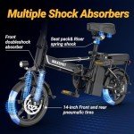 MAXSHOT 14" Electric Bike for Adults with 499.2Wh Removable Battery,28 Miles Range,22Mph Folding Ebike,Electric Bicycles with Front & Rear Suspension for Commuting Outdoor Adventures, Mini E Bikes