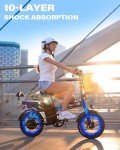 Rakowe Electric Bike for Adults, 750W/1000W Peak Motor with Max 45/60Miles PAS Range & 28/32MPH EBike, 16" Folding Electric Bicycles with 720/960Wh Removable Battery