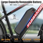 Funhang Electric Bike for Adults, Peak 1000W Ebike, 25MPH 60Miles Electric Mountain Bike, 26" Fat Tire Adult Electric Bicycle with 48V 13AH Battery, Rear Rack, 7 Speed, Front Suspension, Turn Signal