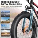 Funhang Electric Bike for Adults, Peak 1000W Ebike, 25MPH 60Miles Electric Mountain Bike, 26" Fat Tire Adult Electric Bicycle with 48V 13AH Battery, Rear Rack, 7 Speed, Front Suspension, Turn Signal