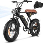 CYCROWN CycRun Electric Bike for Adults 750W Motor with 374.4WH Battery, 20MPH 55Miles Moped Style Ebike for Adults, 20" Fat Tire Commuting Off Road Mountain Ebike with Hydraulic Suspension, UL2849