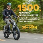 1500W Peak Electric Bike for Adults, 48V 20Ah Removable Battery Max Range 80Miles & 30MPH Electric Bicycle, 20''×4.0" Fat Tire Ebike,Fast Cargo Ebikes,Commute Mountain Step Thru E-Bike…