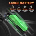 A03 Electric Bike for Adult,1200W Peak Motor,28MPH,7 Speed Gear,70Miles Max Range Ebike,48V 13A Battery,20''x3.0'' Fat Tire Moutain e Bike,Dual Suspension and Disc Brake Bicycle (Black)