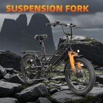 A03 Electric Bike for Adult,1200W Peak Motor,28MPH,7 Speed Gear,70Miles Max Range Ebike,48V 13A Battery,20''x3.0'' Fat Tire Moutain e Bike,Dual Suspension and Disc Brake Bicycle (Black)