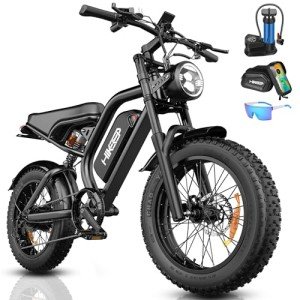 Electric Bike for Adults, 20 inch Fat Tire Ebike with Peak 1500W Motor 48V13Ah Battery Up to 32MPH, 7 Speed Dirt Electric Bicycle with Glasses, Pump, Bicycle Bag (K6 1.0-Upgraded)