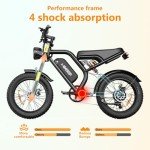 Electric Bike for Adults, 20 inch Fat Tire Ebike with Peak 1500W Motor 48V13Ah Battery Up to 32MPH, 7 Speed Dirt Electric Bicycle with Glasses, Pump, Bicycle Bag (K6 1.0-Upgraded)
