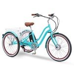 sixthreezero EVRYjourney Adult Electric Tricycle, 7-Speed Step Through eTrike eBike, 250 Watt Motor, 26 Inch Wheels, Teal