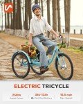 Viribus Electric Tricycle for Adults, Electric Trike 250W(Peak 500W) with 468Wh Removable Battery, Motorized Adult Tricycle 26 inch, 3 Wheel Electric Bike for Senior, E Trikes 330 lb. Glacier Blue