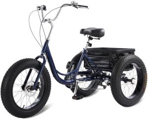Prapark Adult Tricycle, 20-Inch Fat Tire 3-Wheel Bike, 7-Speed Heavy-Duty Trike with Dual Disc Brakes, 450 lb Capacity, Adjustable Handlebars & Seat, Large Basket (P667 Pro)
