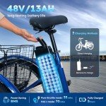 RegalRider Electric Tricycle for Adults, Shimano 7-Speed Electric Trike with 48V 624WH Removable Battery, 70Miles Long Lasting Range in PAS 1, 3 Wheel Electric Bike UL 2272 Certified, 24"
