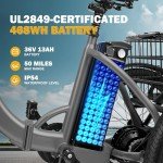 Qlife Triker Electric Bike, Peak 750W Brushless Motor Folding Trike Ebike, 468Wh Removable Battery, Step-Thru 3 Wheel Electric Bicycle, Up to 50 Miles, 20 Tire Tricycle for Adults Grey