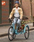 Viribus Electric Tricycle for Adults, Electric Trike 250W(Peak 500W) with 468Wh Removable Battery, Motorized Adult Tricycle 26 inch, 3 Wheel Electric Bike for Senior, E Trikes 330 lb. Glacier Blue