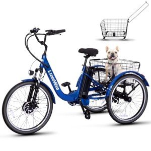 LUXECYCLES Electric Tricycle for Adults, 24" Electric Trike, 7 Speeds 3 Wheel Electric Bikes 350W(Peak 500W) with 48V 13Ah Removable Battery & Removable Large Basket/UL 2272 Certified