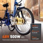LUXECYCLES Electric Tricycle for Adults, 24" Electric Trike, 7 Speeds 3 Wheel Electric Bikes 350W(Peak 500W) with 48V 13Ah Removable Battery & Removable Large Basket/UL 2272 Certified