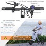 TopMate ES32 Electric Scooter 3 Wheels Foldable Trike with Seat for Adults, Light Weight Mobility with Reverse Function and Key Switch, 10 Inch Pneumatic Tires Tricycle