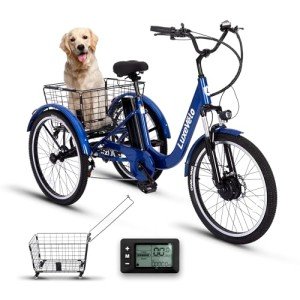 RegalRider Electric Tricycle for Adults, Shimano 7-Speed Electric Trike with 48V 624WH Removable Battery, 70Miles Long Lasting Range in PAS 1, 3 Wheel Electric Bike UL 2272 Certified, 24"