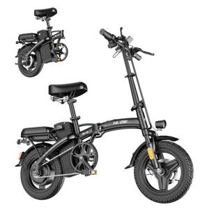 HLOIE Folding Electric Bike for Adults, 400W (Peak 500W) Motor,23MPH Max Speed Foldable Electric Bicycles,14" Ebike, 48V12AH Battery 35 Miles PAS Range Mini E Bikes for Adults and Teens