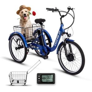 RegalRider Electric Tricycle for Adults, Shimano 7-Speed Electric Trike with 48V 624WH Removable Battery, 70Miles Long Lasting Range in PAS 1, 3 Wheel Electric Bike UL 2272 Certified, 24"