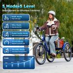 RegalRider Electric Tricycle for Adults, Shimano 7-Speed Electric Trike with 48V 624WH Removable Battery, 70Miles Long Lasting Range in PAS 1, 3 Wheel Electric Bike UL 2272 Certified, 24"
