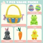 JOYIN 7-Piece Easter Plush Toy Basket Set