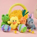 JOYIN 7-Piece Easter Plush Toy Basket Set