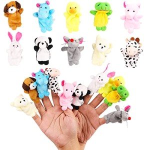 10 Soft Plush Animal Finger Puppets for Kids