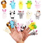 10 Soft Plush Animal Finger Puppets for Kids
