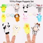 10 Soft Plush Animal Finger Puppets for Kids