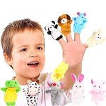 10 Soft Plush Animal Finger Puppets for Kids