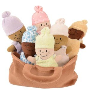 Basket of 6 Soft Multicultural Baby Dolls