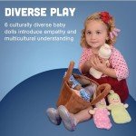 Basket of 6 Soft Multicultural Baby Dolls