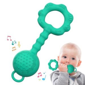 2-in-1 Baby Teething Toy and Rattle - Spearmint