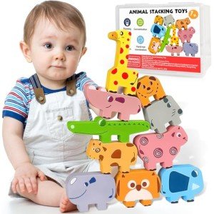 Montessori Wooden Animal Blocks for Toddlers 1-4