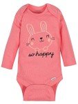 Bunny Pink Long Sleeve Baby Bodysuits 6-Pack