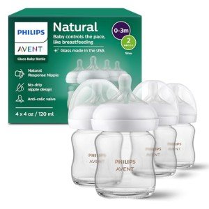 Philips Avent 4-Pack Glass Baby Bottles, 4oz