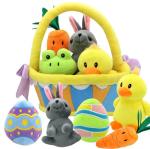 JOYIN 7-Piece Easter Plush Toy Basket Set
