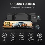 4K Mirror Dash Cam with Backup, Night Vision