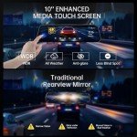 4K Mirror Dash Cam with Backup, Night Vision