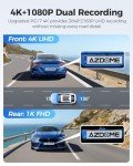 AZDOME PG17 4K Mirror Dash Cam with GPS