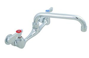 BK Resources WorkForce Standard Duty 8 inch On Center Splash Mount Faucet with 8 Inch Swing Spout