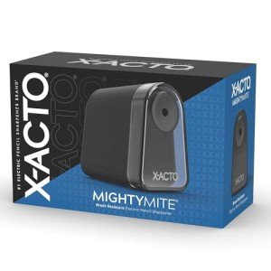 X-ACTO Pencil Sharpener, Mighty Mite Electric Pencil Sharpener with Pencil Saver, SafeStart Motor, Small Pencil Sharpener Perfect for Teacher and Homeschooling Supplies, Black, 1 Count