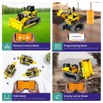 LECPOP 5 in 1 STEM Robot Toy Building Kit, 452 PCS Blocks App & Remote Control Engineering Toys Robotics for Kids Ages 8-12, RC Bulldozer Erector Sets for Boys Girls 6 7 9 10 11 13 14+ Birthday Gifts