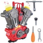 Take Apart Toys Engine Building Kit with Lights, Sounds & Over 20 COOL MECHANIC TOY TOOLS for Kids - Great for Children all Ages - #1 Best Boys Toys Gifts for Boys Idea ! - Hours of Educational Fun!