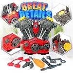 Take Apart Toys Engine Building Kit with Lights, Sounds & Over 20 COOL MECHANIC TOY TOOLS for Kids - Great for Children all Ages - #1 Best Boys Toys Gifts for Boys Idea ! - Hours of Educational Fun!