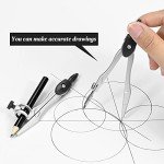 Unjoo Math Geometry Kit Sets 10 Piece Student Supplies with Shatterproof Storage Box,Includes Rulers,Protractor,Compass,Eraser,Pencil Sharpener,Lead Refills,Pencil,for Drafting and Drawings（Black）