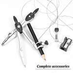 Unjoo Math Geometry Kit Sets 10 Piece Student Supplies with Shatterproof Storage Box,Includes Rulers,Protractor,Compass,Eraser,Pencil Sharpener,Lead Refills,Pencil,for Drafting and Drawings（Black）